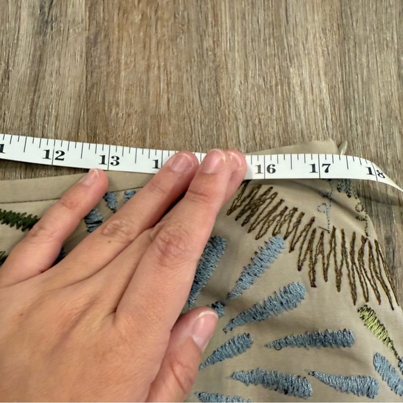 Lafayette 148 Midi Skirt Women’s Size 16 Beige Floral Embroidered Cotton Silk - Picture 6 of 8